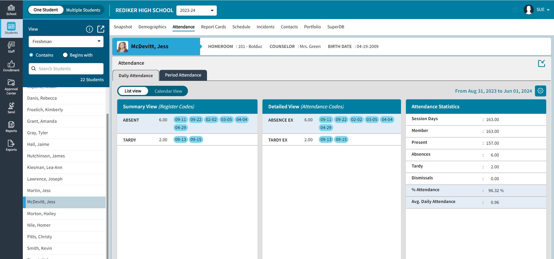 screenshot of AdminPlus SIS